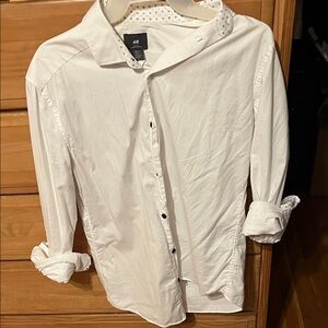 H&M Men's White Casual Button Down Shirt